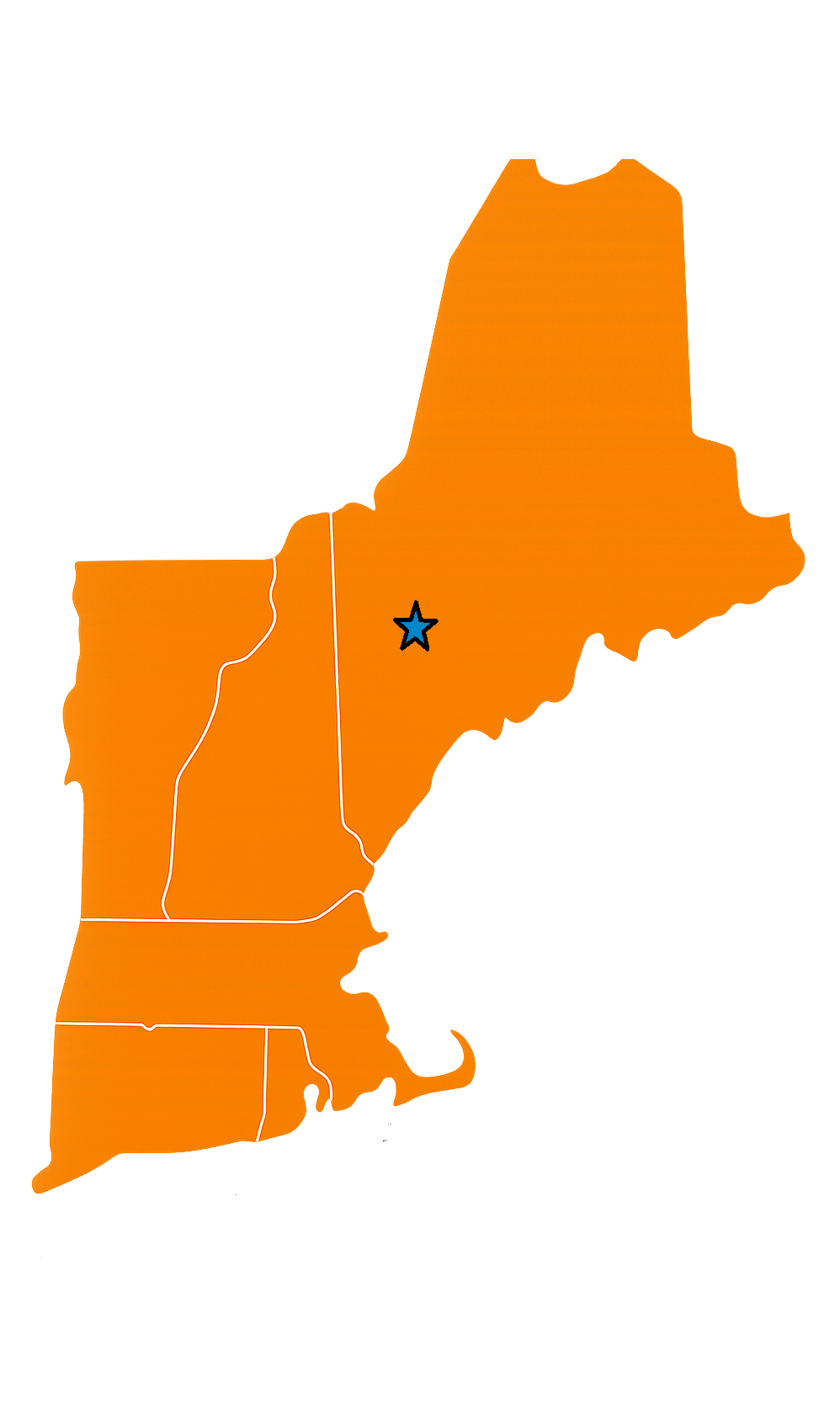 Map of Proactive Reliability service territory across Maine, New Hampshire, Vermont, Massachusetts, Rhode Island, and Connecticut