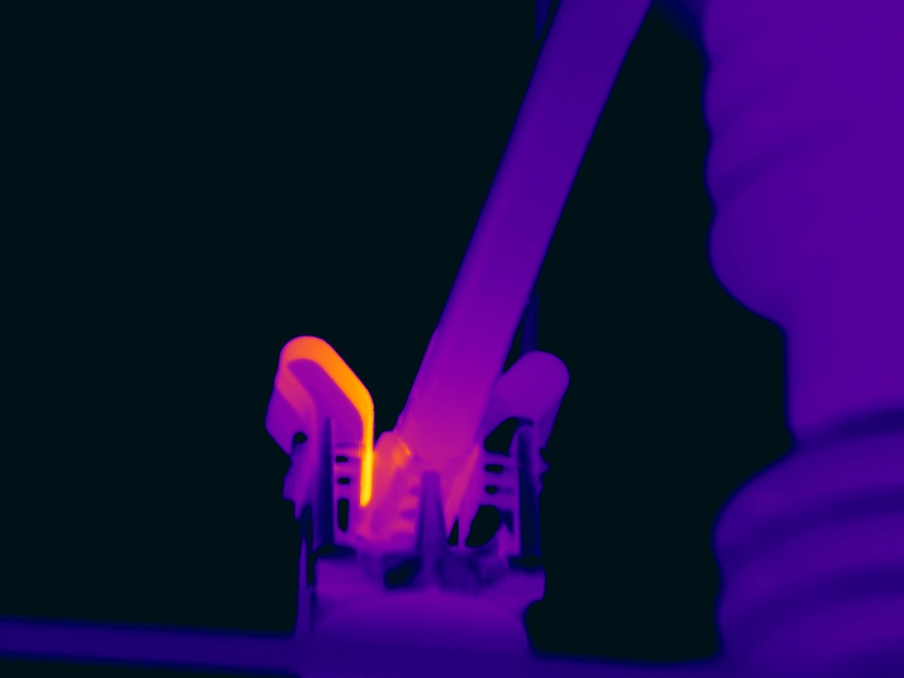 Thermal image of overheating cutout fuse
