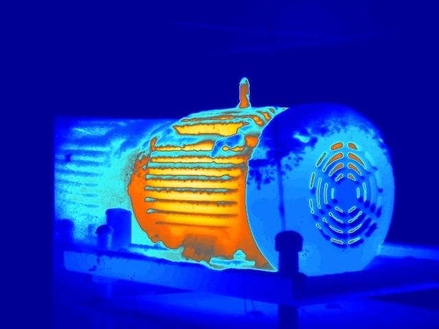 Thermal image of motor windings showing heat pattern